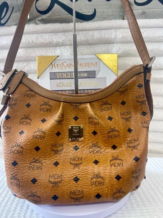 MCM Cognac Visetos Monogram Shoulder Bag - Picture 4 of 11